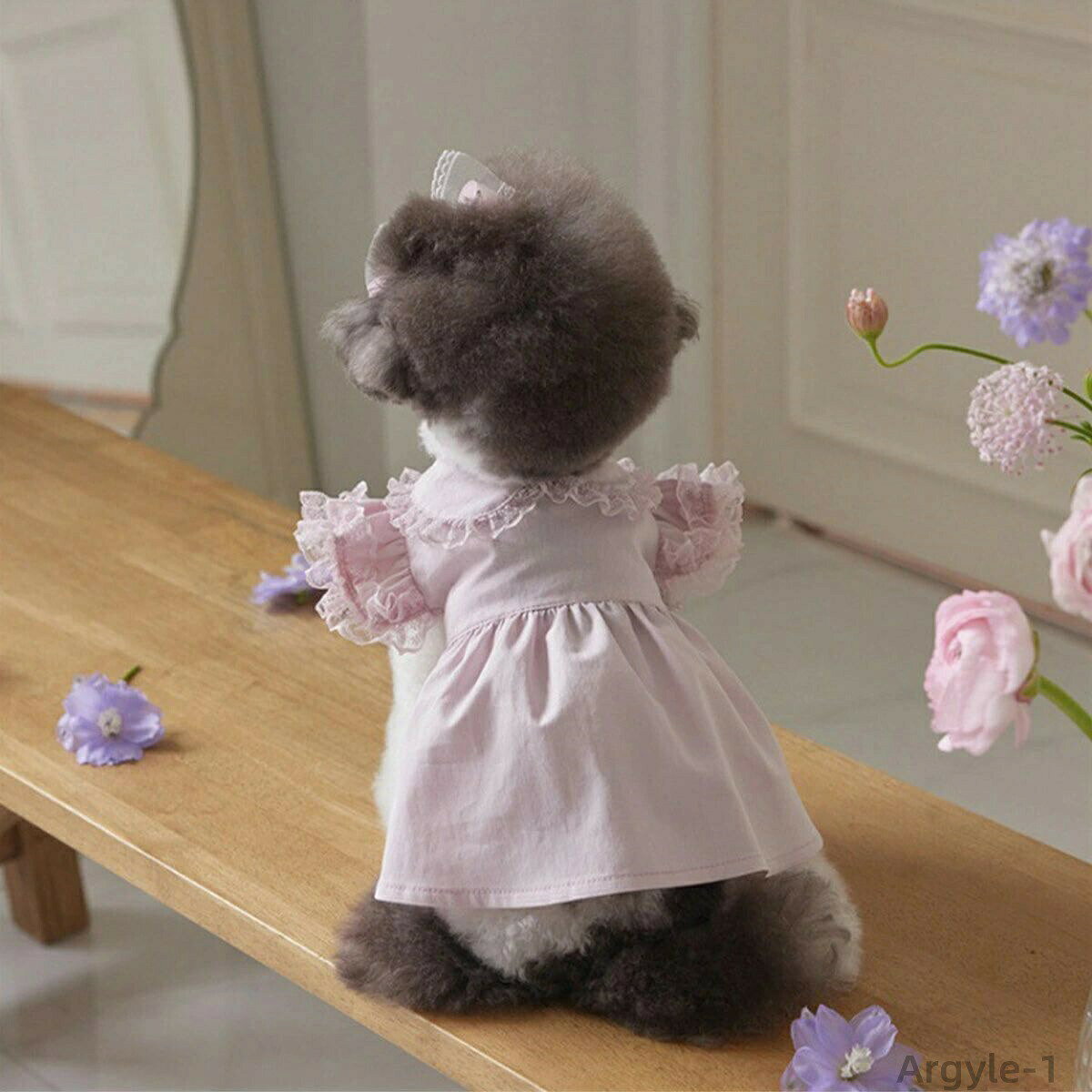 【送料無料】ドッグウェア 犬 服 ワンピース 袖レース付き 春夏 レース スカート 夏服 春服 女の子 通気性 シャツ 涼しい ペット服 犬服
