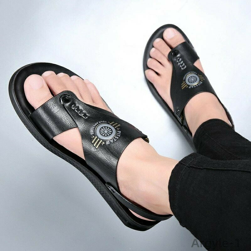 【送料無料】メンズ トングサンダル 2way おしゃれ レザーサンダル お洒落 本革 夏 靴 男性 サンダル スリッパ 革 黒 メンズ 厚底 サンダル