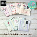 POLO BCS タオルハンカチ 25cm×25cm ブランド レディース 婦人 キッズ 吸水性 コットン100% おしゃれ 刺繍 ワンポイント チェック柄 水玉 汗ふき ふわふわ 手触り かわいい パステル プレゼント タオル 実用的 コンパクト ミニ polo bcs 清潔 手洗い