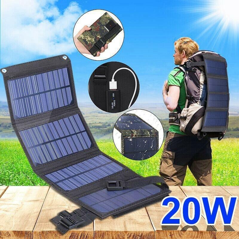 大容量 ソーラー チャージャー 防災 畳折 非常用 20w 2カラー パネル 太陽電池 防水 USB ...
