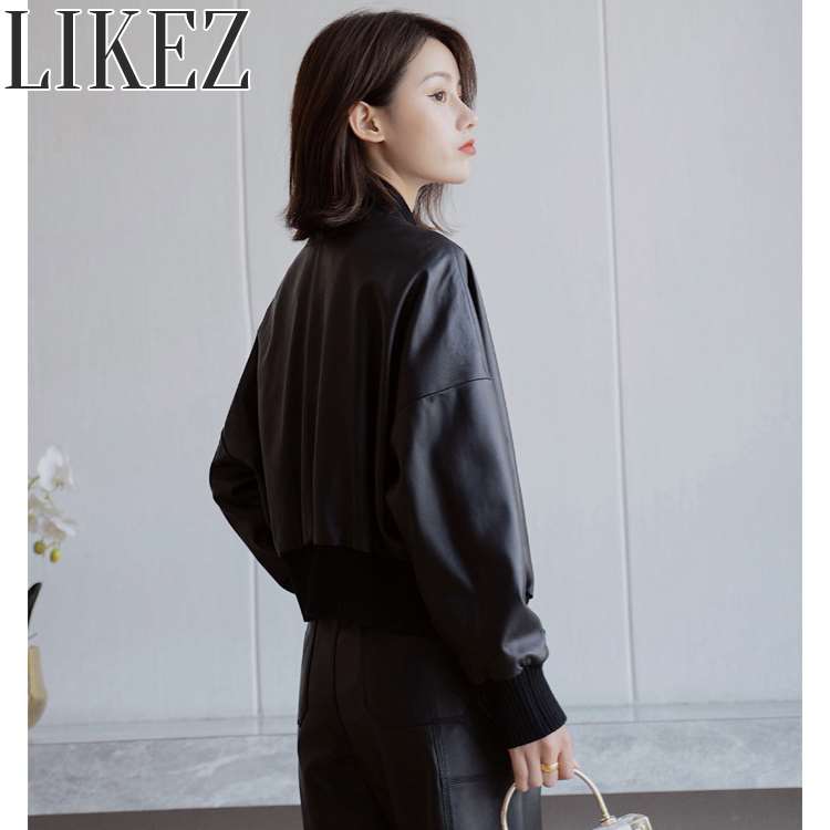 ラムレザージャケット 本革 レディース 秋冬 アウター ブラック M/L/2L/3L/4L h2b02