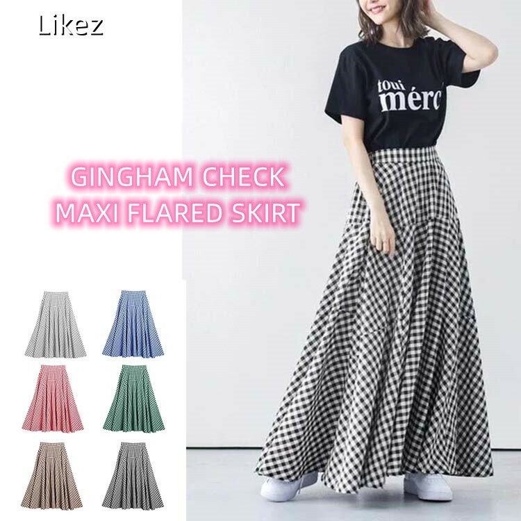 ロング丈スカート フレアスカート レディース ボトムス おしゃれ 可愛い 春夏 ブラック M/L/2L j2l06