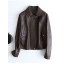 ラムレザージャケット レディース 本革 秋冬 アウター毛皮シンプル 無地 ブラック /ブラウン M/L/2L/3L/4L j1b38