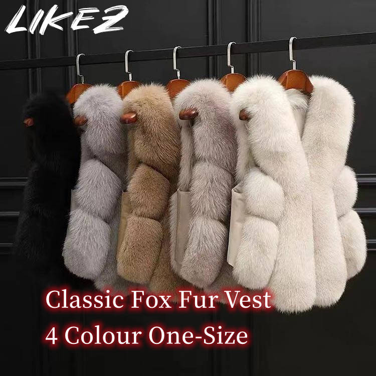 ベスト フォックス リアルファー アウター ショート丈 レディース 秋冬 ラムレザー ダークグレー/ブラウン/アイボリー/ミルクティー フリーサイズ k1d12