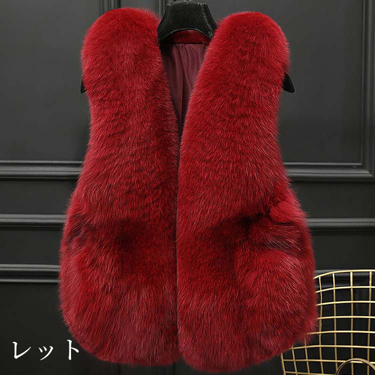 美品✨Burberry リアルファー付き赤ベスト 1サイズ チェック アルパカウールブレンド ブークレスカーフ (ポストレッド