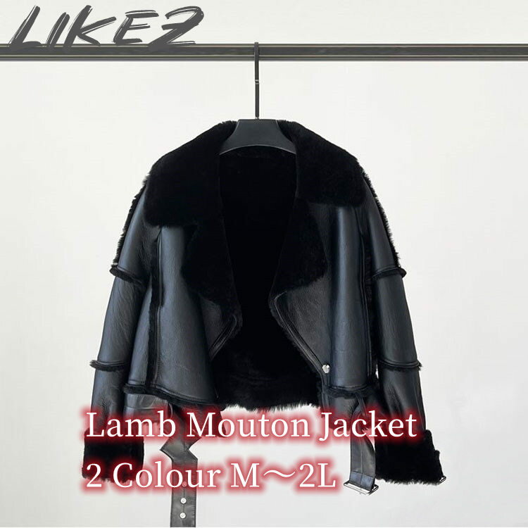 ジャケット コート ラムムートン レディース 冬 ショート アウター 毛皮 レザー ラムレザー ブラック/ブラウン M/L/2L k1a41