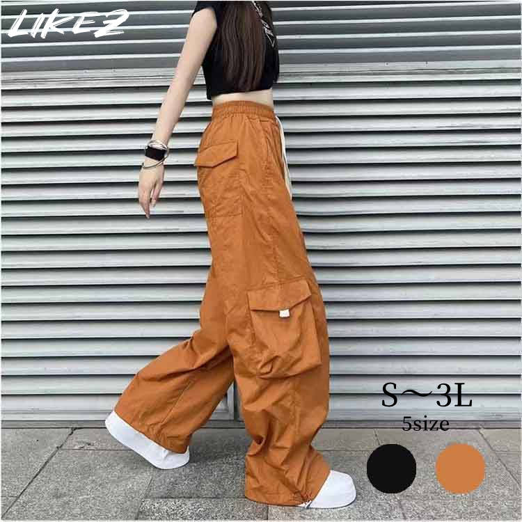 パンツ レディース 春夏 ボトムス オレンジ/ブラック S/M/L/2L/3L k1l03 【メール便】 【送料無料】