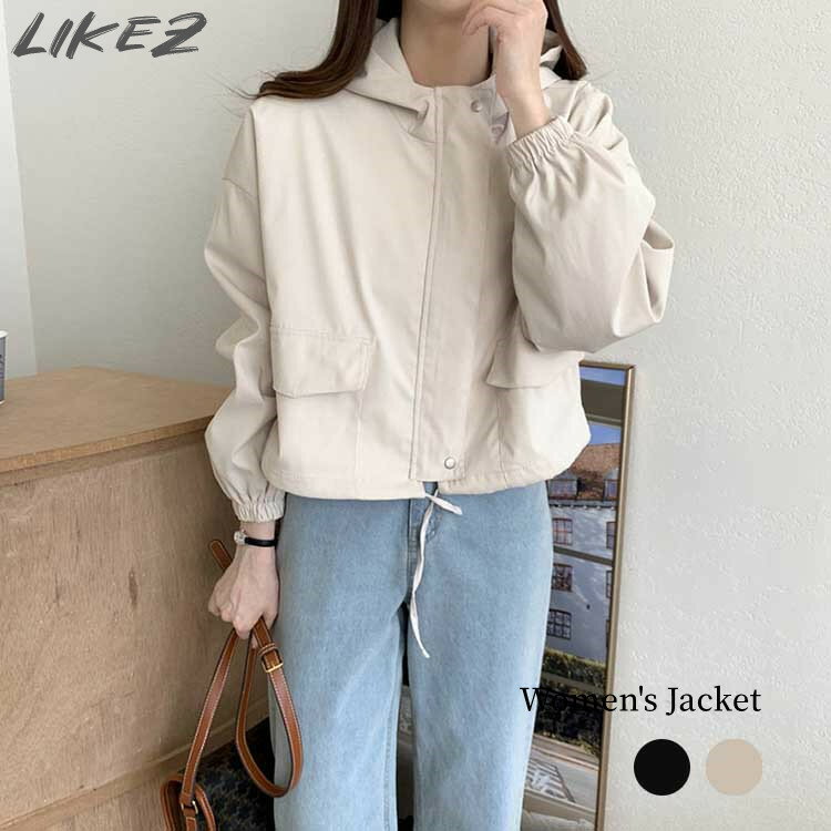 Rakuten - 【セール5980円→3999円】 フード付きレディースジャケット 春秋 薄手 ライトアウター カーキ/ブラック M/L/2L/3L k1t09フード付きレディースジャケット 春秋 薄手 ライトアウター カーキ/ブラック M/L/2L/3L k1t09