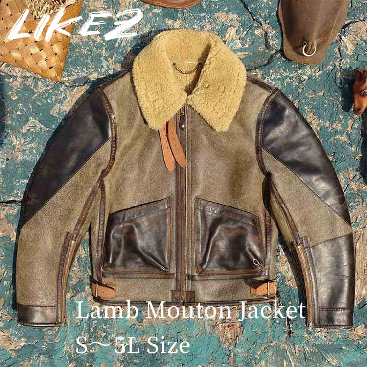 2025秋冬新作ラムムートン馬革ジ...