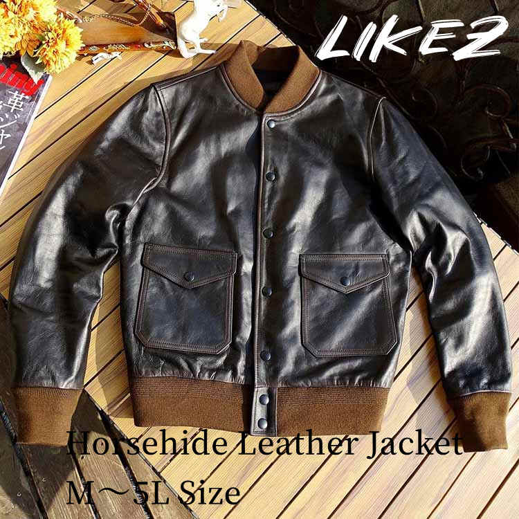 Leather Jacket - 2025 秋冬 新作 仔馬革 レザー ジャケット コート メンズ リブ袖 裾リブ アウター 本革 秋/冬 ブラック M/L/2L/3L/4L/5L l4b12