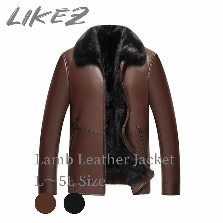 Leather Jacket - 2025 秋冬 新作 ラムレザー 羊革 ミンク ジャケット コート 本革 メンズ 秋/冬 アウター ブラック/ブラウン L/2L/3L/4L/5L l4b29