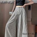 夏新作 フレア ワイド パンツ ストライプ柄 レディース 春夏 ロング S/M/L/2L/3L l1l11