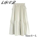 夏新作 スカート ティアード フリル 無地 レディース ボトムス 春秋 アイボリー S/M/L l1l15