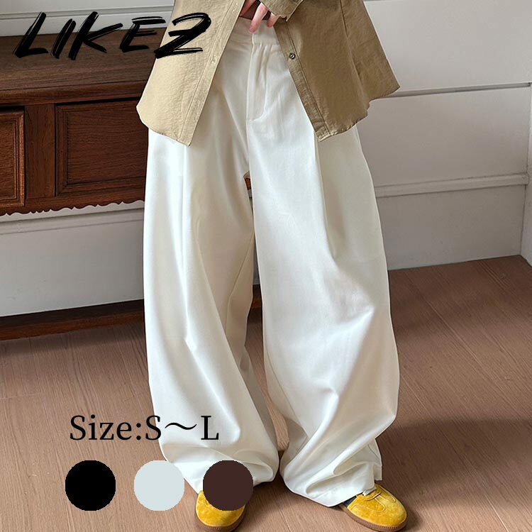 Rakuten - 【2026春新作】タックワイドパンツ レディース ボトムス パンツ ブラック/ブラウン/ベージュ S/M/L m1l53