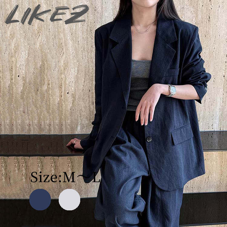 Long-Sleeved - 【2026春新作】スプリング セットアップ 上下セット 2点セット チェスター ジャケット コート ライトアウター パンツ レディース アウター 長袖 春/秋 グレージュ/ネイビー M/L m1t52