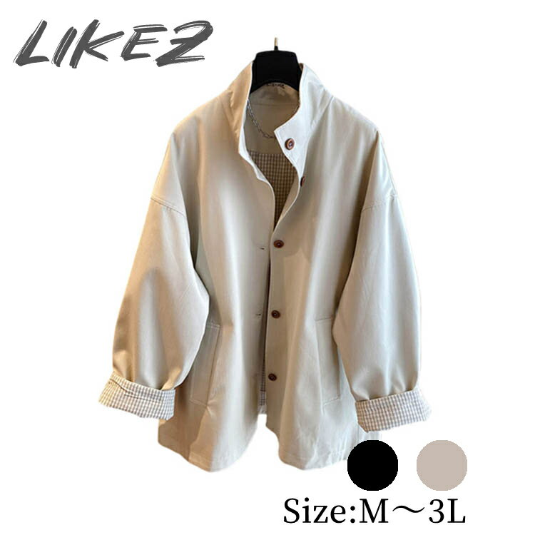 Rakuten - 【2026春新作】スプリングコート レディース アウター 長袖 春/秋 ブラック/ベージュ M/L/2L/3L m1t05