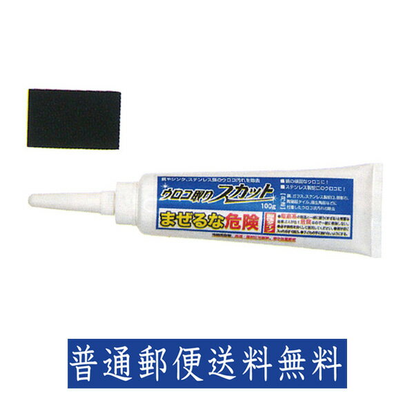 【普通郵便送料無料】ウロコ取りスカット お掃除パット付き 100g ガラスのうろこ 石鹸かす 鏡 シンクの汚れ 水垢 除去 鏡 ウロコ落とし うろこ取り 磨き