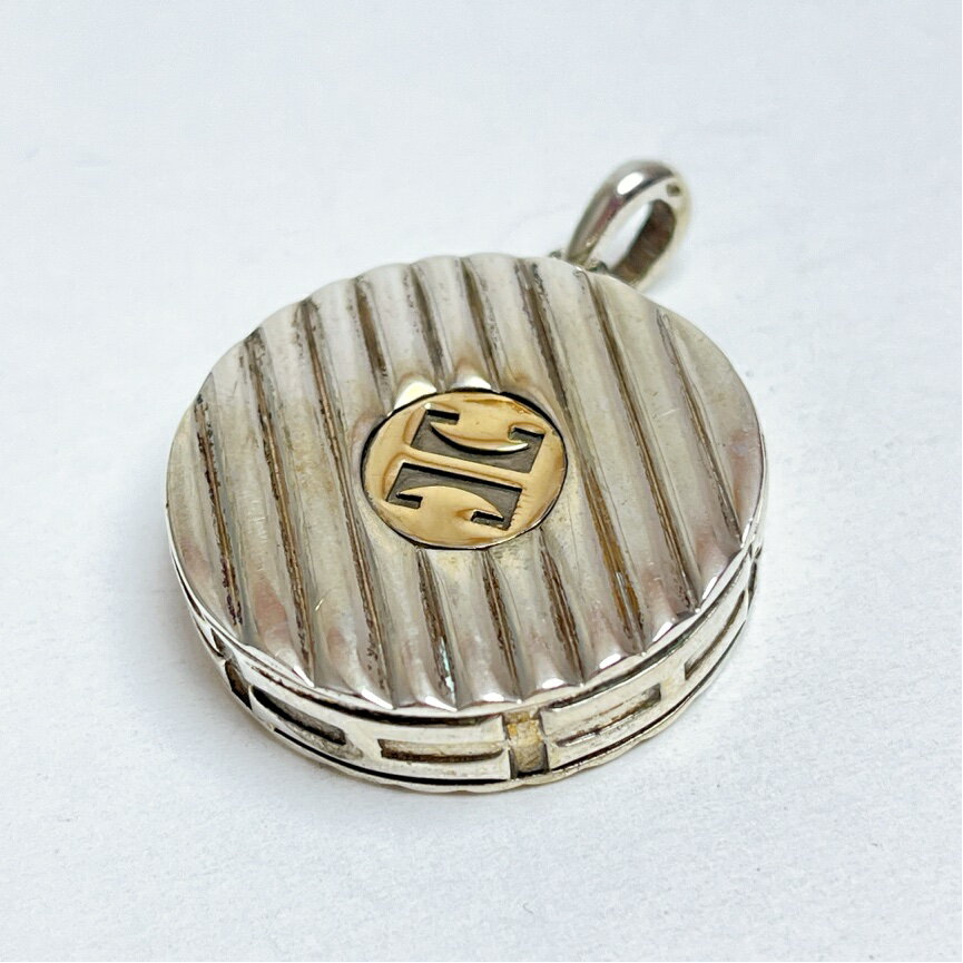 【中古】 エルメス ヴィンテージ コンビ ピルケース ペンダント 925 750 スターリング シルバー