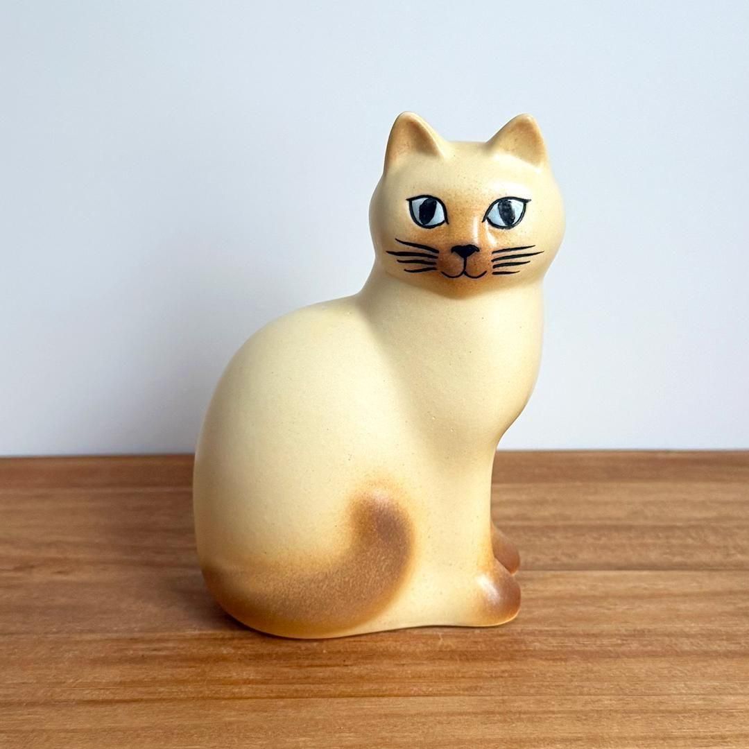 乐天商城 - オブジェ Lisa Larson キャット マンズ ミディアム ホワイトブラウン CAT Mans リサ・ラーソン 猫 Gustavsberg 置物 北欧雑貨 スウェーデン