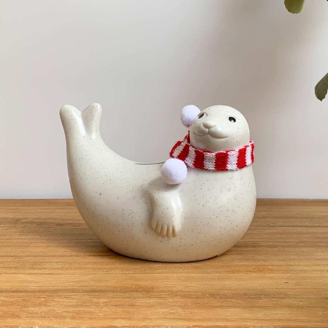 レッドマフラー付き アザラシ貯金箱 Seal Money box NORPPA PLASTEP プラステップ Palaset 北欧雑貨 フィンランド