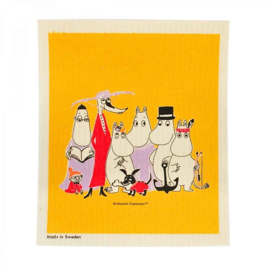 乐天商城 - スポンジワイプ ムーミンファミリー イエロー Moomin ディッシュクロス 北欧雑貨 フィンランド ネコポス配送