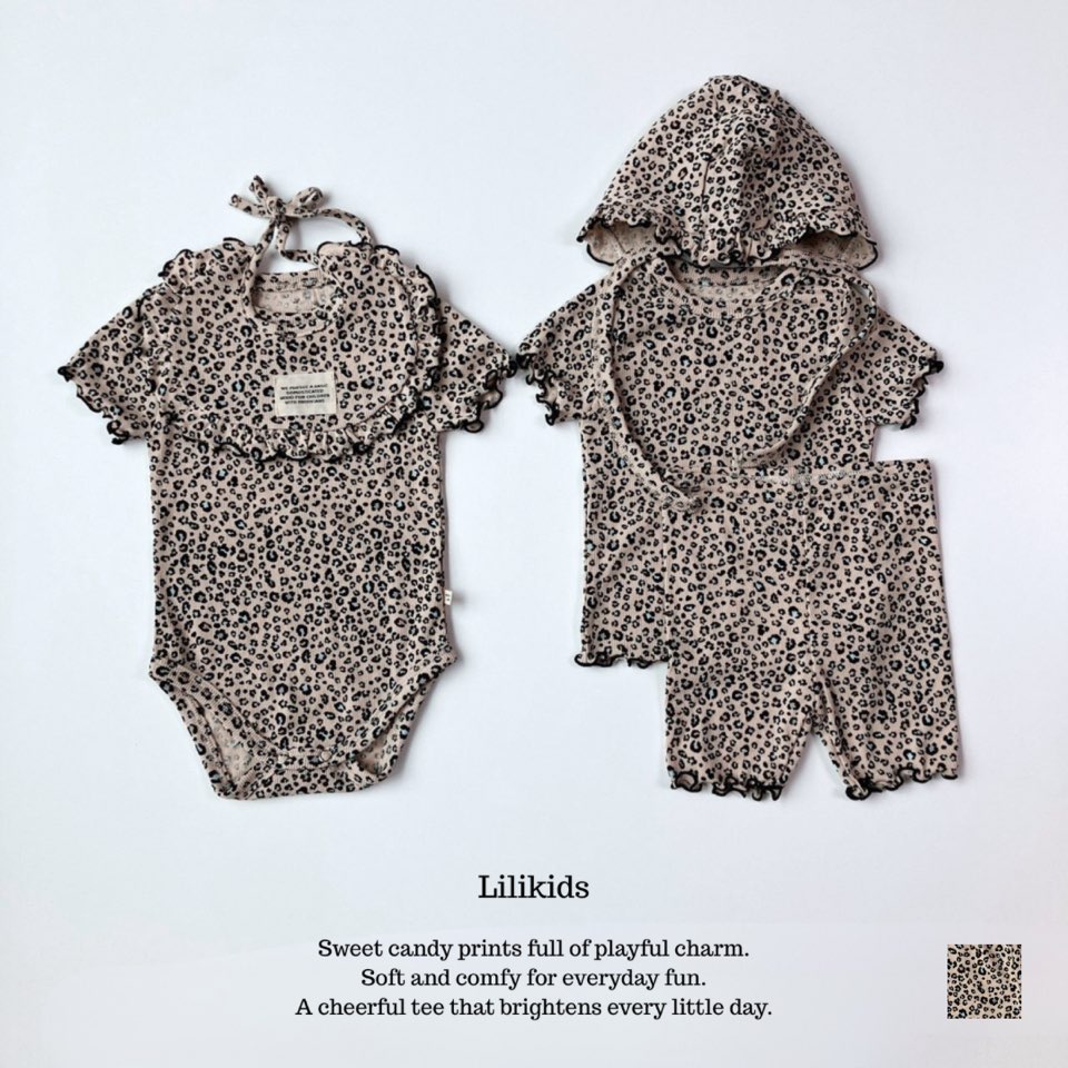 【送料無料】Lopard Series/Baby outfit set / Baby suit / Bib / Bonnet / Socks 韓国子供服通販 リリキッズ lilikids Brodyjane ベビーロンパース ベビーソックス 韓国子供服 ベビー服 スタイ セット 出産祝い