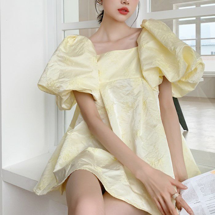 【送料無料】 春夏 2way バルーン スリーブ ミニ ワンピース パーティー ドレス 華やか デート レディース 女子会 20代30代 40代 高見え 韓国ファッション お呼ばれ 結婚式 二次会 人気のサムネイル