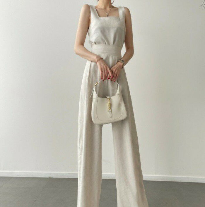 【送料無料】春夏 4color スクエアネック セットアップ トップス ワイドパンツ