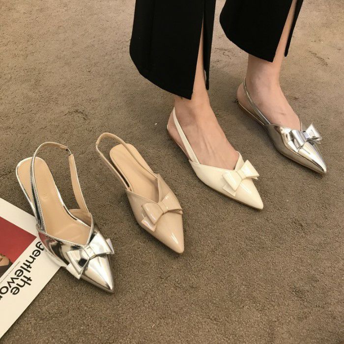 【送料無料】 2022年 春夏 3color パテント リボン ポインテッドトゥ フラット シューズのサムネイル