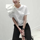 【送料無料】2023 SS 新作 2color アシンメトリー パワショル TEE