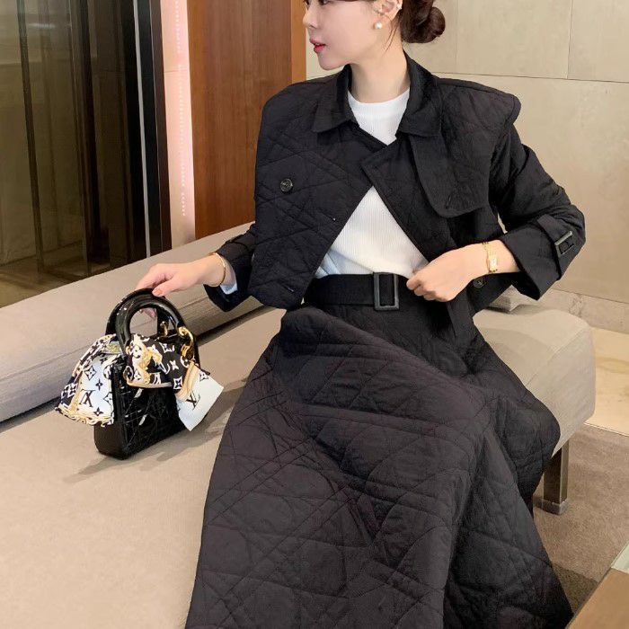 【送料無料】2024 AW 新作 2color レクタングル ジャケット ショート丈 スカート セットアップのサムネイル