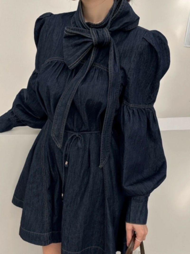 【送料無料】2025 SS 新作 Ribbon Denim シャツ ワンピース
