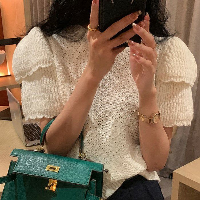 【送料無料】2024 SS 新作 4color レイヤード パフスリーブ サマーニットのサムネイル