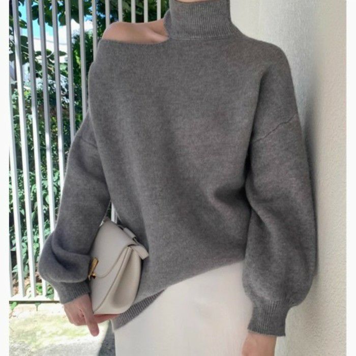 【送料無料】2024 AW 新作 3color カットアウト ハイネック ニットのサムネイル