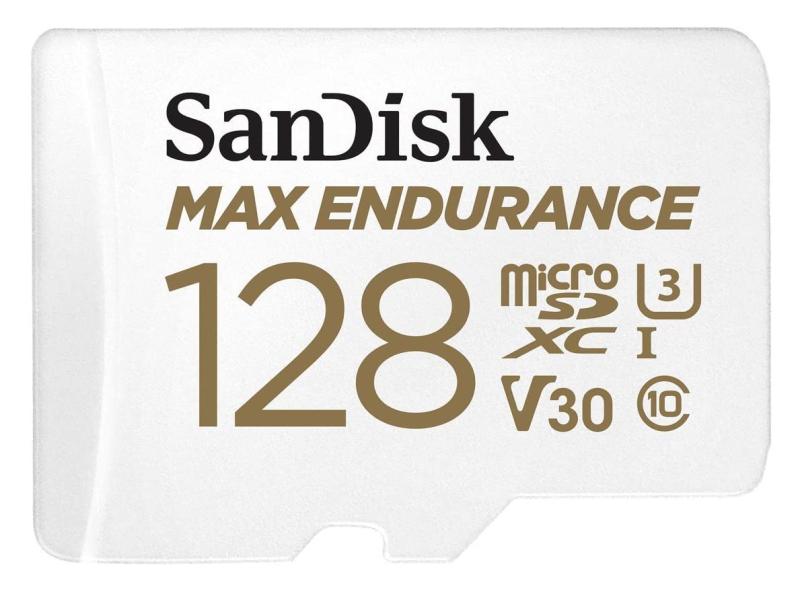 SanDisk 128GB MAX Endurance microSDXC Card with Adapter for Home Security Cameras and Dash cams - C10, U3, V30, 4K UHD, Micro S