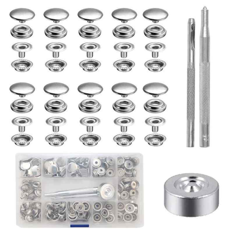 ジャンパーホック ステンレス鋼メタルボタン 15mm 10セット レザークラフト 工具 手芸/家庭/裁縫用 DIY 手作り/ハンドメイド/レザークラフト/鞄/服/ジャケットアクセサリー/財布/キーケース シ