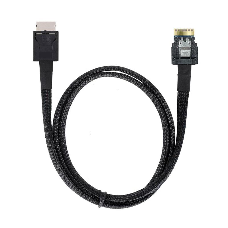 LiLishop6のCY スリムラインケーブル PCI-E Ultraport SAS Slim 4.0 SFF-8654 8i 74ピンからデュアルSFF-8654 4i 38ピンケーブル 40cm PCI-Express｜アングル2