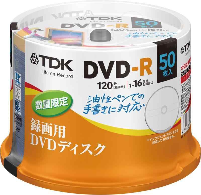 TDK 録画用DVD-R デジタル放送録画対応(CPRM) 1回録画用 1-16倍速 油性ペンでの手書きに便利な、タイト..