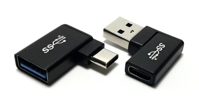 Access 【 L型 10Gbps 2個セット 】 USB-A メス to USB-C オス 変換アダプタ + USB-C メス to USB-A オス 変換アダプタ 10Gbps USB3.2 Gen2 高速転送 L字型コネクタ Type-Aメス -
