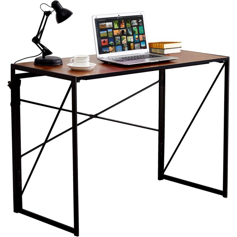 VECELO 折り畳みデスク 収納袋付き 机 pcデスク つくえ 作業台 パソコンデスク 折りたたみテーブル シンプルワークデスク 勉強机 学習机 ブラウン 省スペース 組立簡単