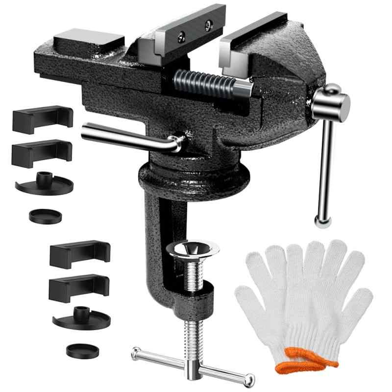 万力 卓上 回転式 バイス 万力 口幅約70mm 最大開口約75mm 小型卓上万力360° 角度任意調整可能 クラン..