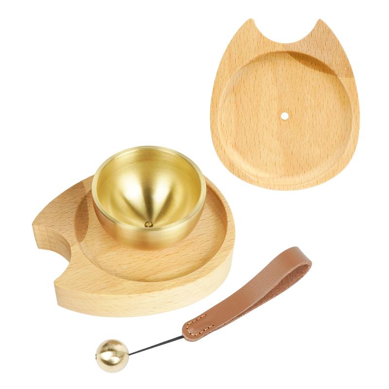 ATUSANO ペット 仏具 おりん 真鍮製 ペット 仏具 おりんセット 綺麗な音色 ペット 仏壇 おりん 天然木製 ペット供養 メモリアル ミニおりん コンパ...