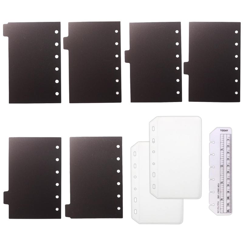 TSUKURIRO ブラック プラスチック インデックス 6穴 システム手帳用 アクセサリー 3種セット しおり定..