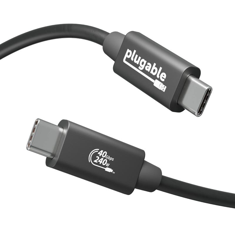 Plugable USB4 ケーブル 40Gpbs 240W 充電対応 1m [USB-IF 認証] - 8K モニタ x 1 4K モニターx 2 USB4 Thunderbolt 4 Thunderbolt 3 USB-C 互換