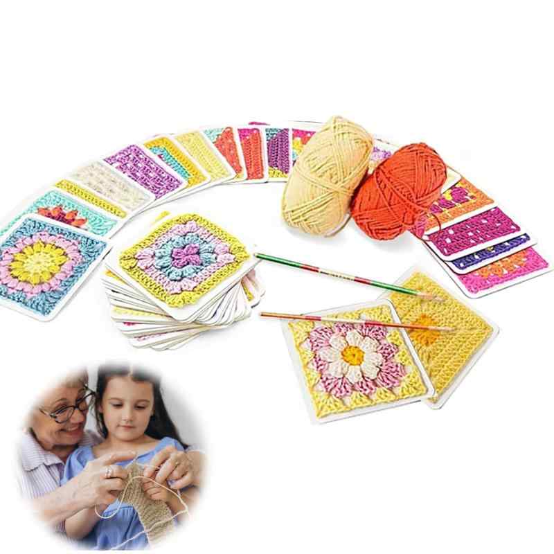 PAVIKE かぎ針編み 本 カード 50枚セット いろんな素材 かぎ針編み愛好家向け 手作り 編み物用 DIYマフ..