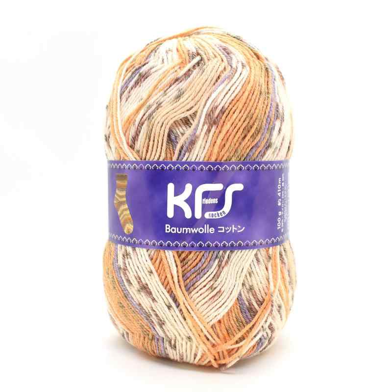 毛糸 ソックヤーン Opal オパール オリジナルコットン 4ply コットン混 KFS196 コハク オレンジ・ブラウン・パープル系マルチカラー