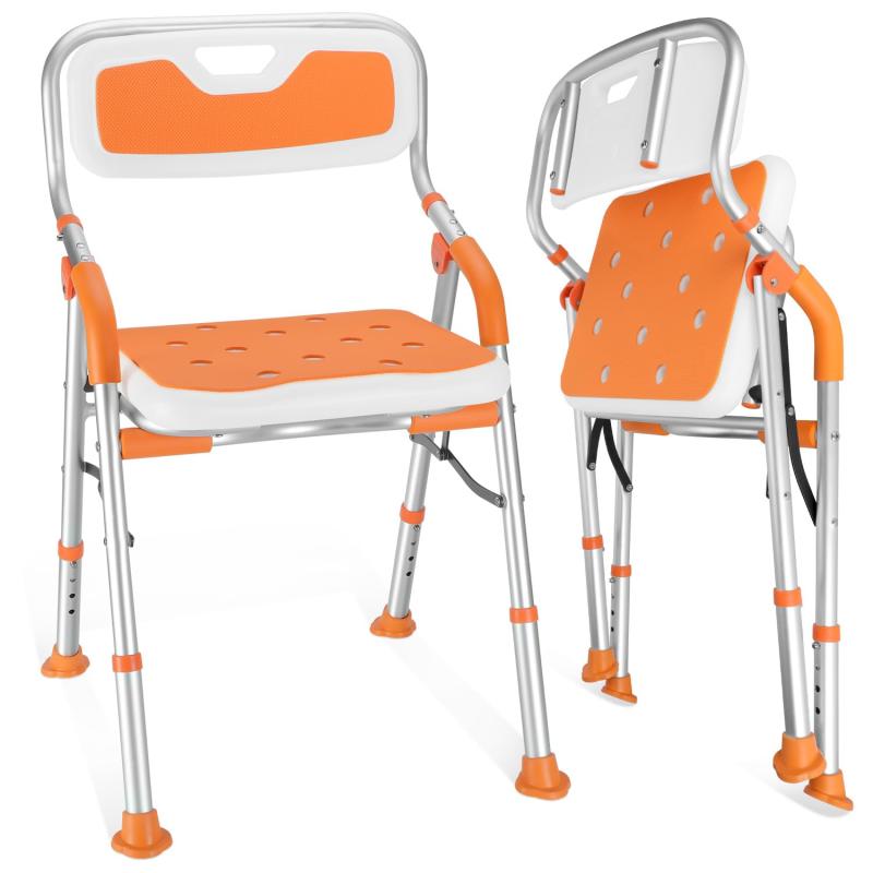 折りたたみシャワーチェア【2024業界新進化 お介護椅子・作業療法士監修】シャワーチェアー 介護用 軽量 丈夫 アルミ合金フレーム 介護用品 風呂椅子 4段階高さ調節可能 バスチェア 耐荷重