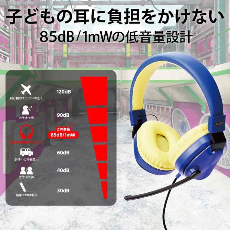 エレコム ヘッドセット 子供用 低音量仕様 折りたたみ式 【 3.5mm接続 4極 】 回転式マイクアーム付き 両耳 ネイビー×イエロー HS-KDGM01TBU