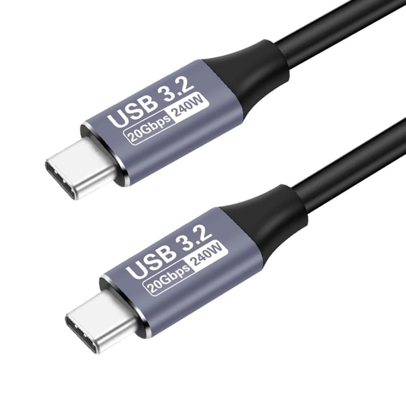 Type C ケーブル USB C to C ケーブル 【20Gbpsデータ転送 240W急速充電】 USB3.2 Gen2標準 PD3.1対応 MacBook Pro/Air、surface、Galaxy、Pixel、Xperia等タイプc機種対応【20Gbps高速データ転送&amp; 4K映像出力】USB3.2 Gen2規格に対応し、理論上最大20Gbpsのデータ転送を実現。HDDやSSDに保存した大容量動画・ファイルもスムーズに転送でき、最大4K解像度での高精細映像出力も可能です。実際の転送速度は、お使いのデバイスや環境によって異なります。【240W急速充電】最新規格「USB PD3.1」に完全対応し、最大240W（48V/5A）の高出力充電をサポート。対応するノートPCも短時間で充電できるため、移動の多いビジネスパーソンに最適です。240W充電には、対応するPD3.1充電器とデバイスが必要です。【安全の充電】内蔵E-Markチップが過充電、過電流、過熱からデバイスを保護。信頼性の高い安全機能で、安心して急速充電をご利用いただけます。長時間使用しても安定した性能を維持します。【高耐久設計】コネクタ部分にはアルミニウム合金を採用し、強度と放熱性を向上。ケーブルは高品質なPVC素材を使用し、10,000回に及ぶ厳しい屈曲試験に合格。日常的な巻き付けや引き抜きにも強く、長期的なご使用をご約束します。【幅広い交換性】Xperia、Galaxy、Pixelなどのスマートフォンはもちろん、MacBook、Surfaceなどのタブレット/PC、そしてNintendo Switchとも互換性があります。1本で充電・データ転送・映像出力をこなすオールインワンケーブルです。