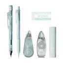トンボ鉛筆 MONO × PiT 文房具セット パステルグラス ブルー 6点セット (シャーペン0.5mm×2本 消しゴム スティックのり 修正テープ テープのり) PCC-644AAZ(3)